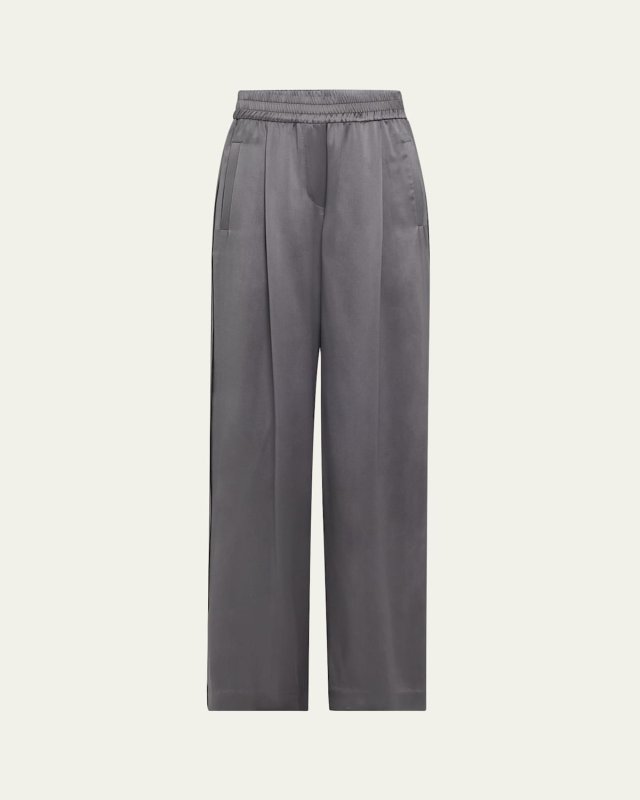 Sequined Satin Wide Leg Pants